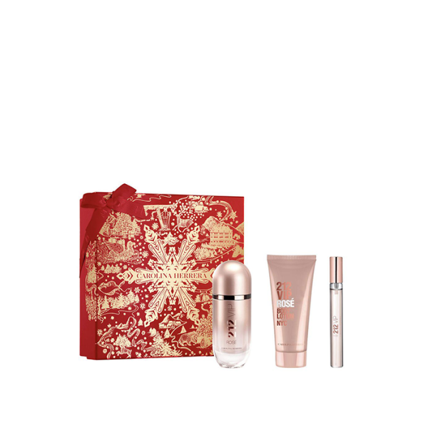 طقم كارولينا هيريرا 212 VIP  أو دو برفيوم (80 مل عطر + 10 مل عطر صغير + 100 مل لوشن للجسم)