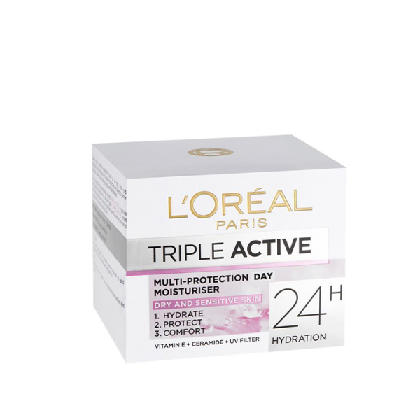 كريم نهاري ثلاثي الفعالية للبشرة الجافة والحساسة (Triple Active Day Moisturiser Dry & Sensitive Skin 50 مل) - لوريال باريس