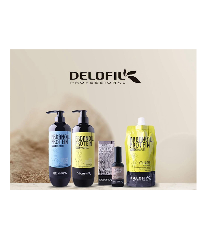 مجموعة العناية بالشعر بزيت الأرجان والبروتين من Delofil – 4 قطع